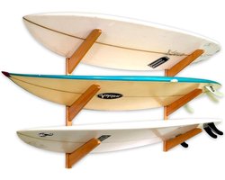 Houten Surfboard Rek - Surfboard Ophangsysteem - Surfboards Opbergen - Aanpasbaar Ontwerp - Houdt 3 Surfboards - Natuurlijk
