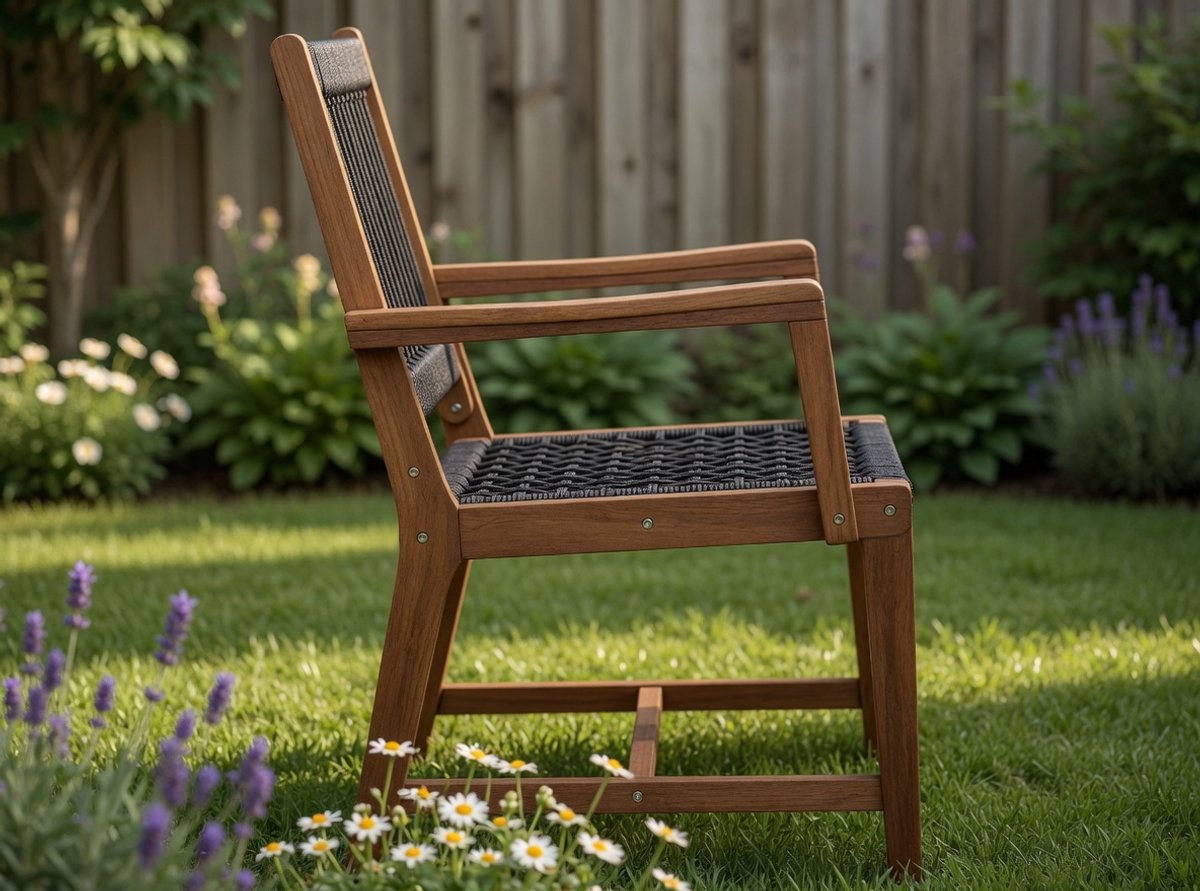 Bali Luxe Set van 2 Tuinstoelen – Acaciahout & Handgevlochten Touw – Ergonomische Balkonstoelen met Armleuningen – Weerbestendige Outdoor Stoelen voor Tuin, Terras en Balkon – Bruin/Naturel - IndustroHome