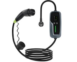 Mobiele thuislader voor Tesla - 5M Kabel - Type 2 met Tesla Knop - Schuko - 16A