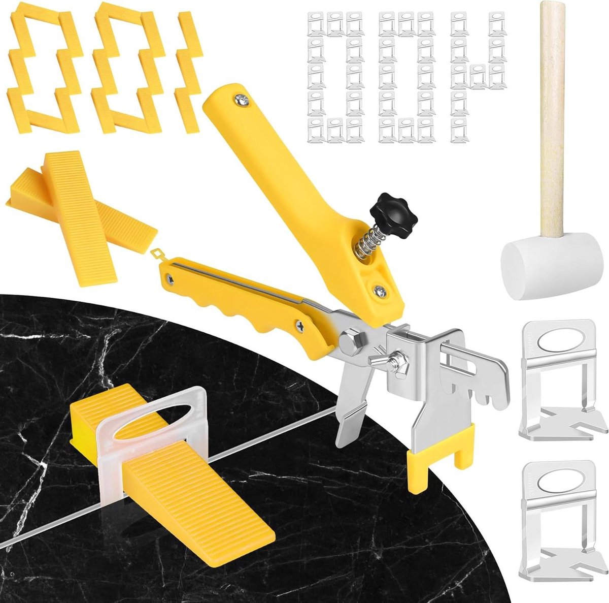 Tegel Nivelleringssysteem - Tegel Leveling Kit - Vloeren Egaliseren - Herbruikbare Wiggen - 1/8 inch - Geel