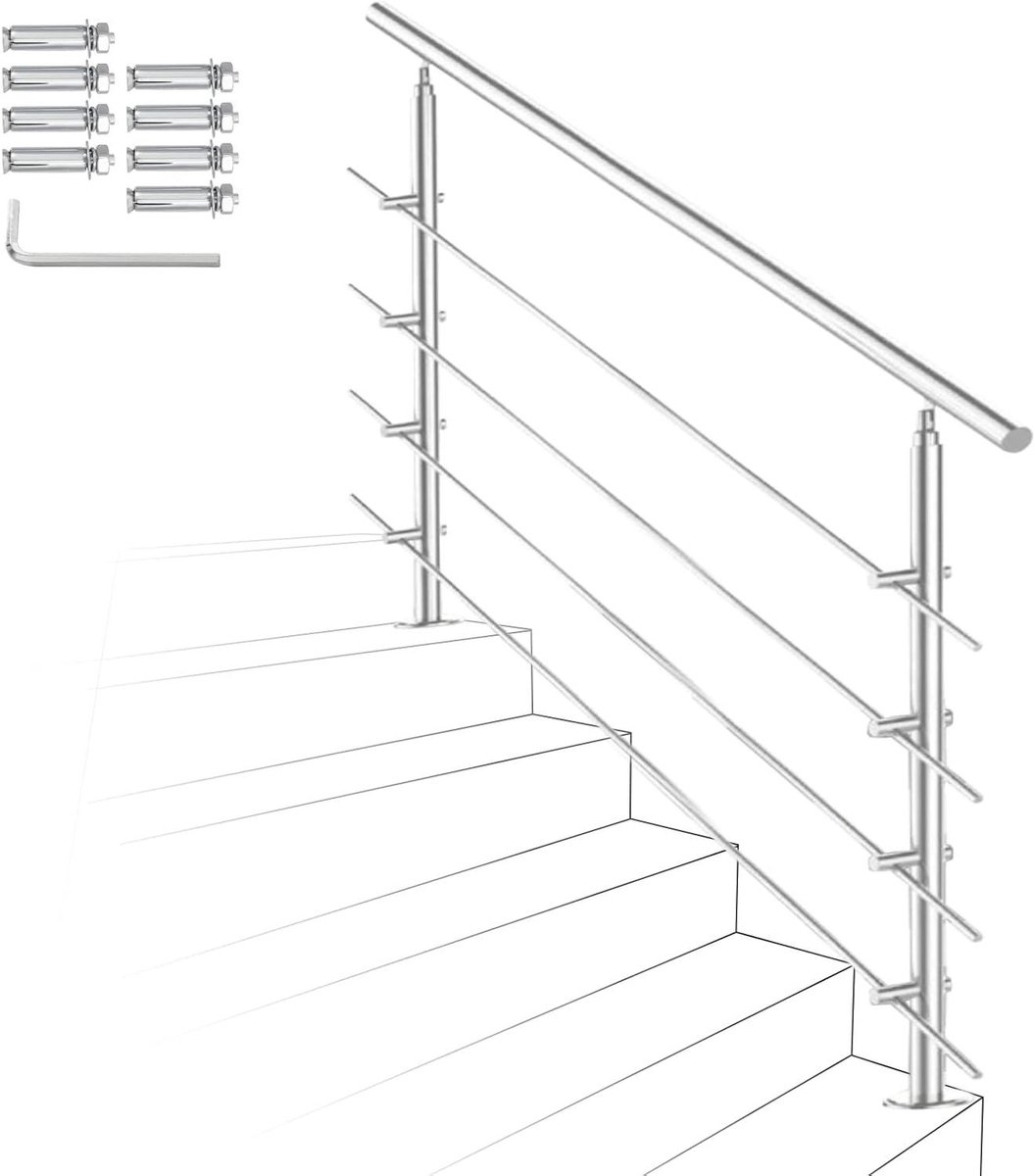 Trapleuning Roestvrij Staal - RVS Reling - Veilig Traplopen - Hoek Verstelbaar - 160 cm Lengte - Geborsteld