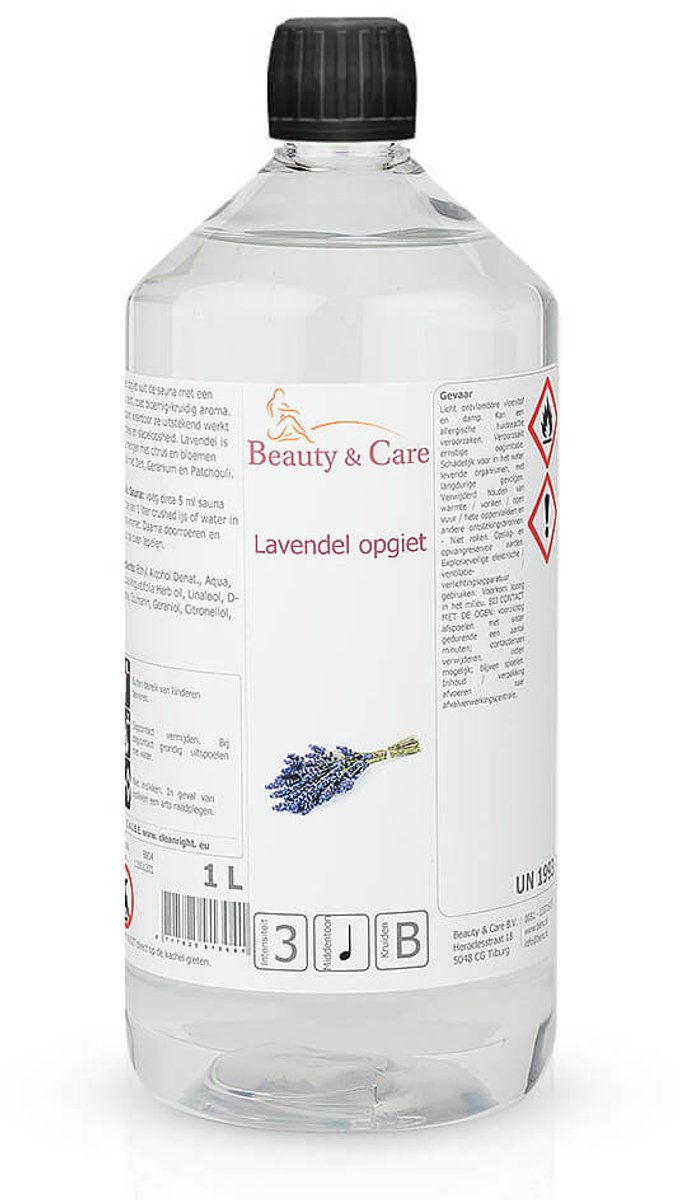 Beauty&Care® Sauna Opgietmiddel - Lavendel - Opgietconcentraat voor Emmer & Saunakachel - tot 100x Opgieten - Geuren met Etherische Olie - Verzorging & Assessoires - 1L