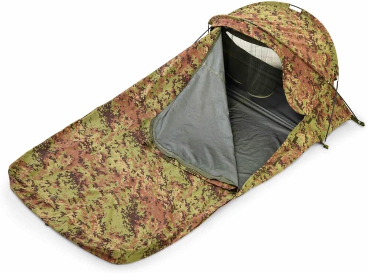 Dubbele Bivakzak - Compacte Shelter - Kamperen en Hiken - 4 Seizoenen Geschikt - 230 x 135 cm - Camouflage