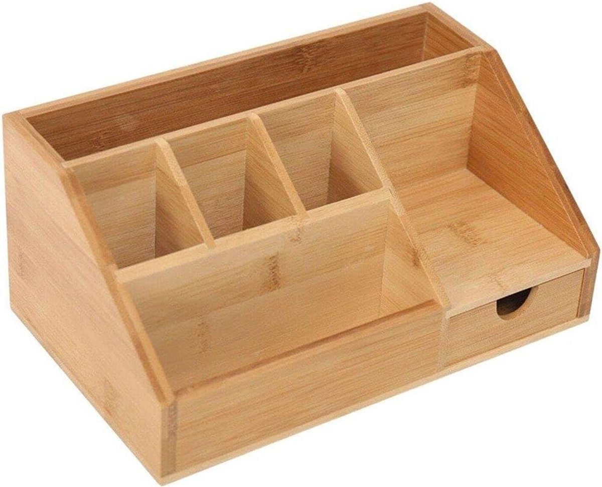 Houten Bureau Organizer - Opbergdoos Lade - Bureau Opruimen - Met Lade en Vakken