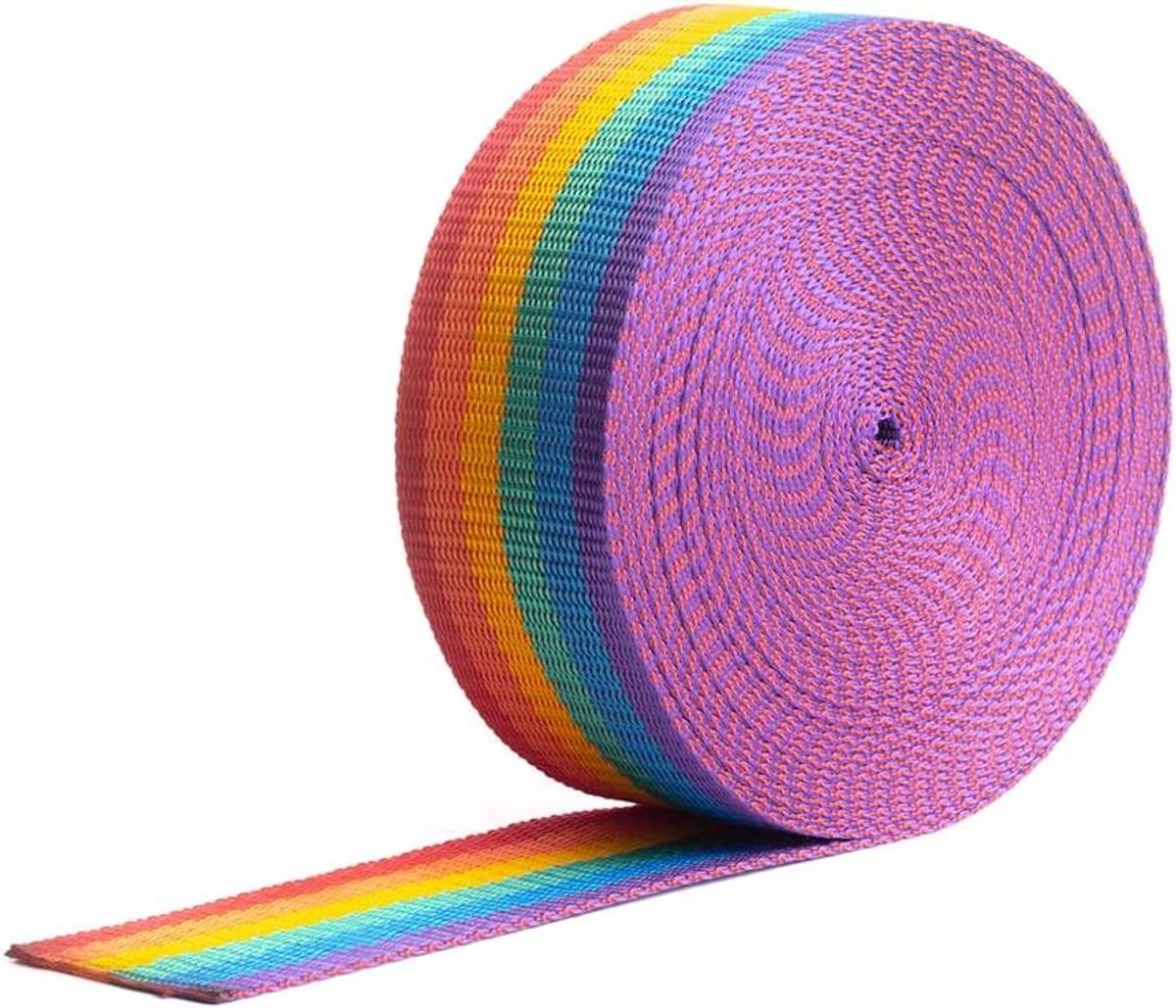Polypropyleen Singelband - Bagageriem Vrachtband - Bagage Vastzetten - Duurzaam Materiaal - 3 meter - Regenboog