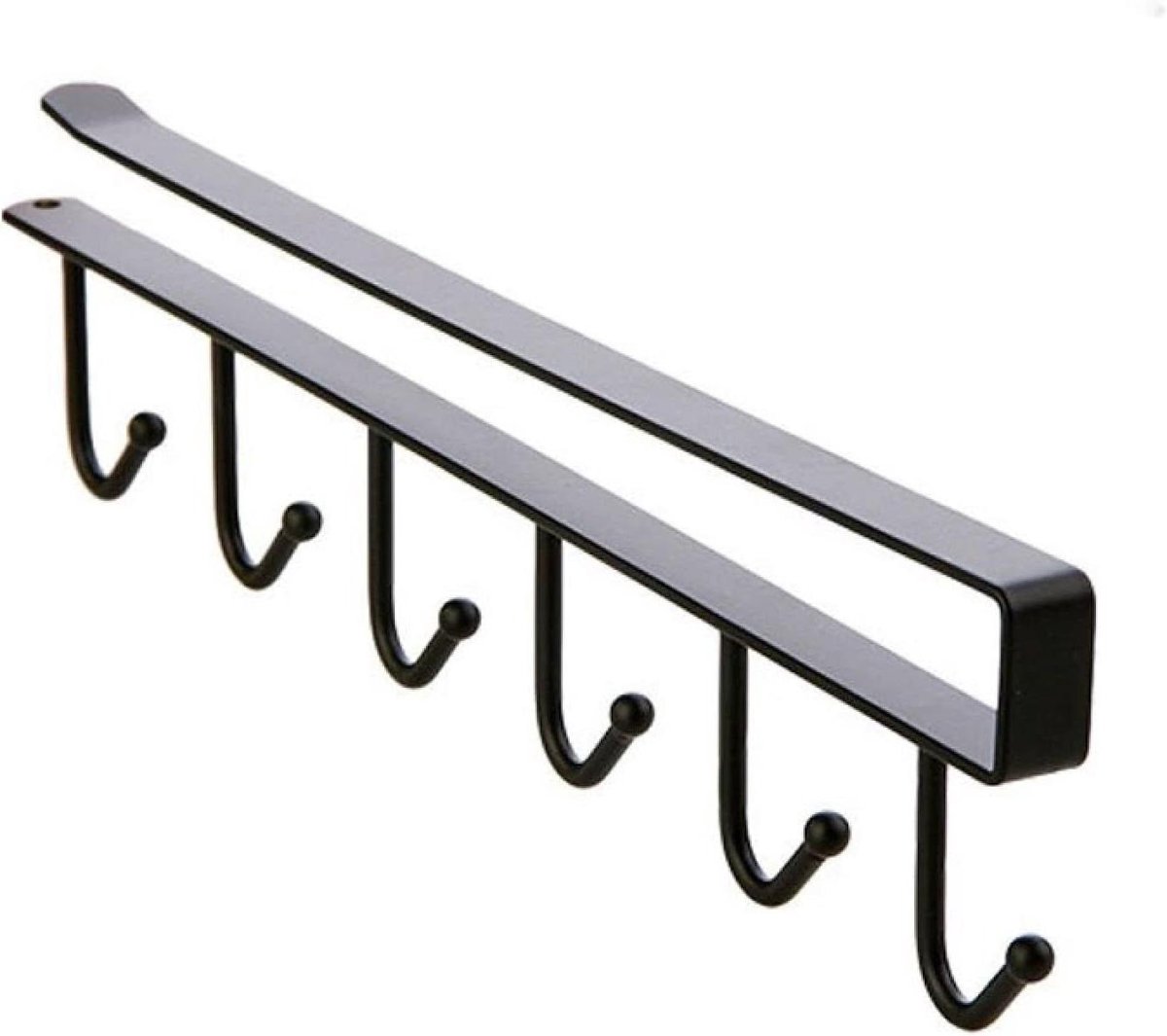 Muur Haken - Keuken Organizer - Handige Opslag - Multifunctionele Haak - 25 cm - Zwart/Wit