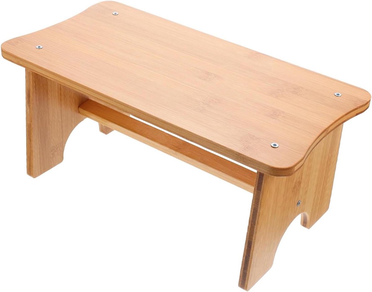 Voetenbankje Houten Krukje - Opstapje Voetsteun - Comfort Verhogend - Robuuste Constructie - 39x20x17cm - Houtkleur