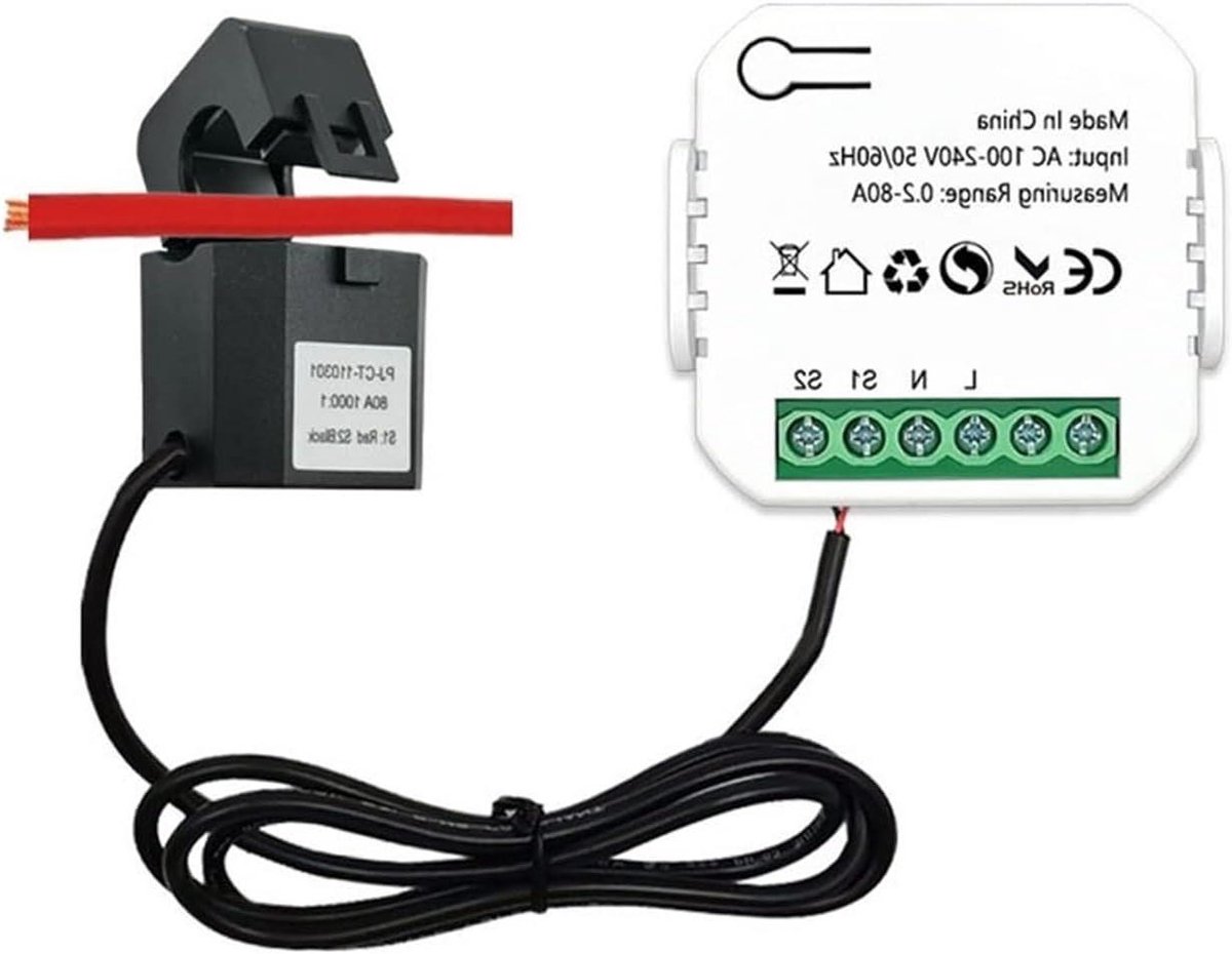 Slimme Stroomonderbreker - Energiemeter KWh - Energieverbruik Monitoren - Real-time Meting - 80A - Wit