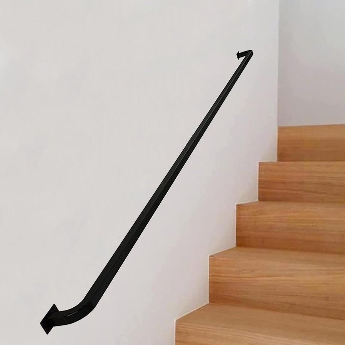 Metalen Trapleuning - Wandleuning Huis - Veilig Traplopen - Stevige Vierkante Buizen - 40 cm - Zwart