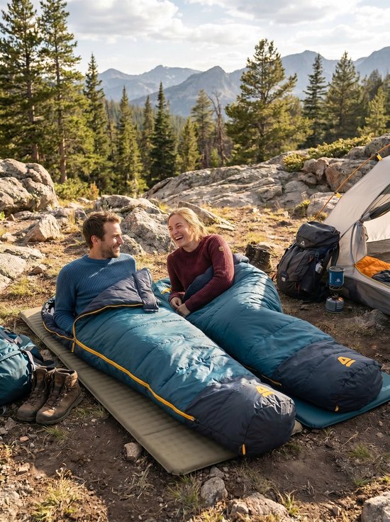 Abbey Camp Slaapzak - Mummie model - Blauw - 215 x 80 cm - Nylon van Abbey Camp — afbeelding 4