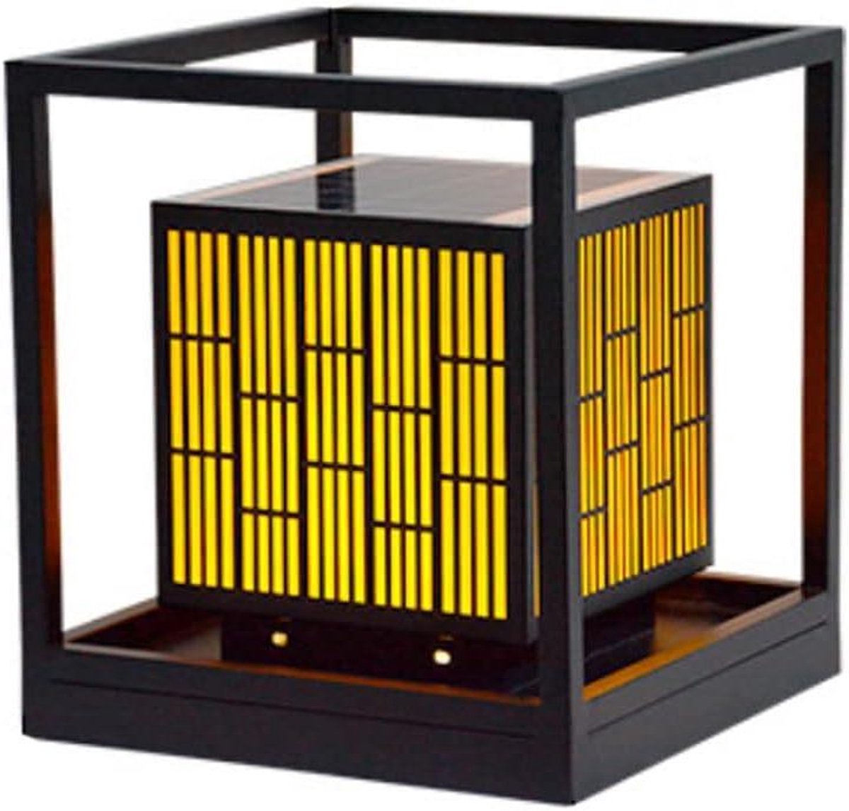 Solar Postlamp Vierkant - Landschapslicht Buiten - Tuin Verlichten - Chinese Stijl - N.v.t. - Zwart