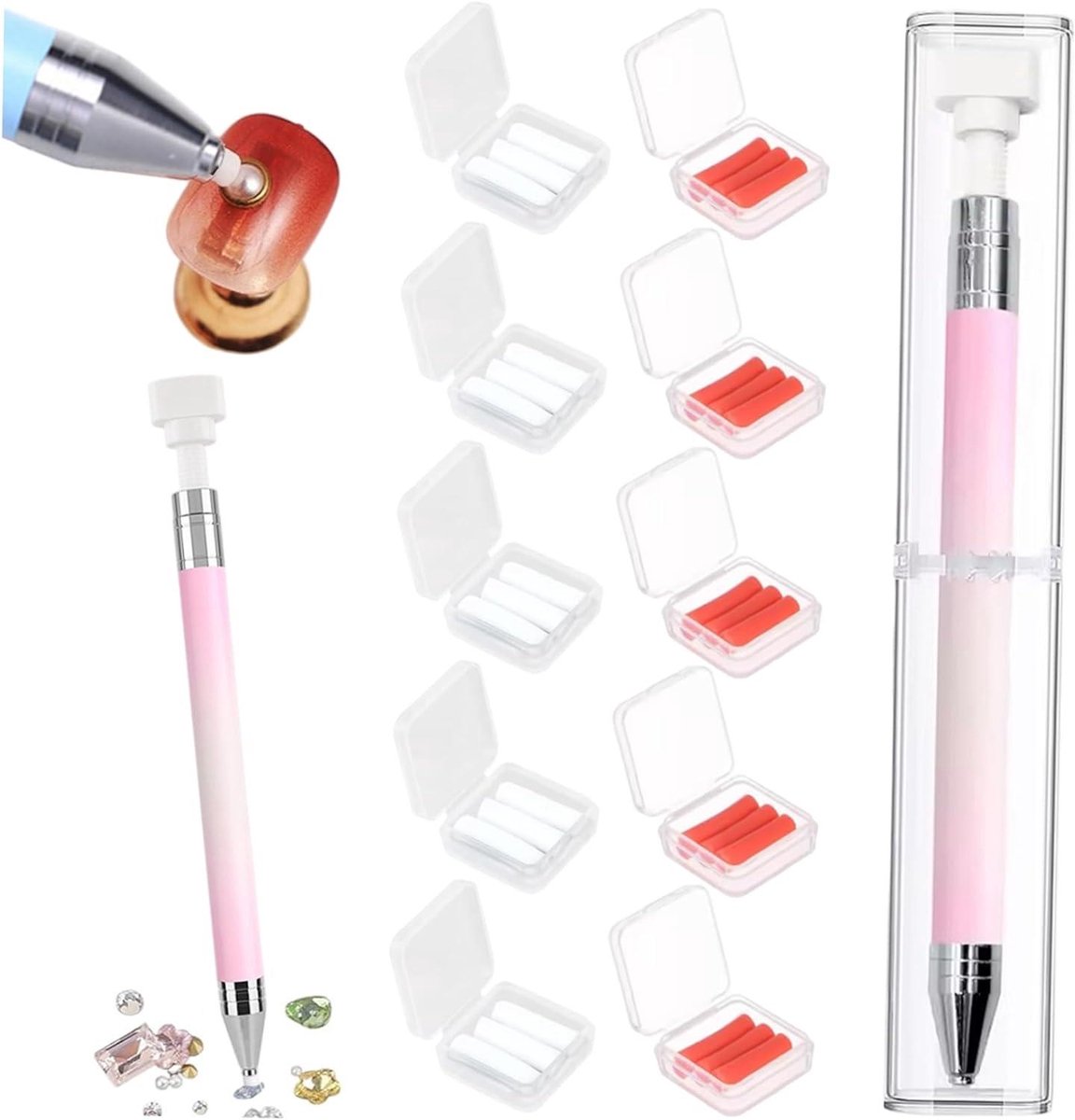 Wax Pen Diamond Art - Strass Picker Nagel - Precisie Knutselen - Automatisch Navulsysteem - 16 cm - Stijl 2