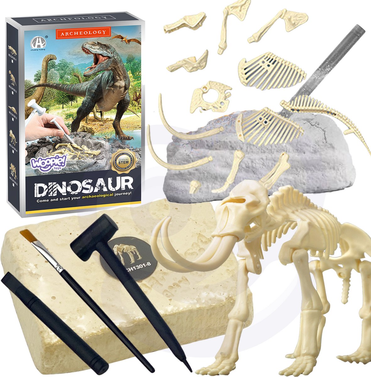 Woopie Dinosaurus opgraaf set - Dinosaurus uitgraafset - Archeologie speelgoed- Dino - Prehistorie