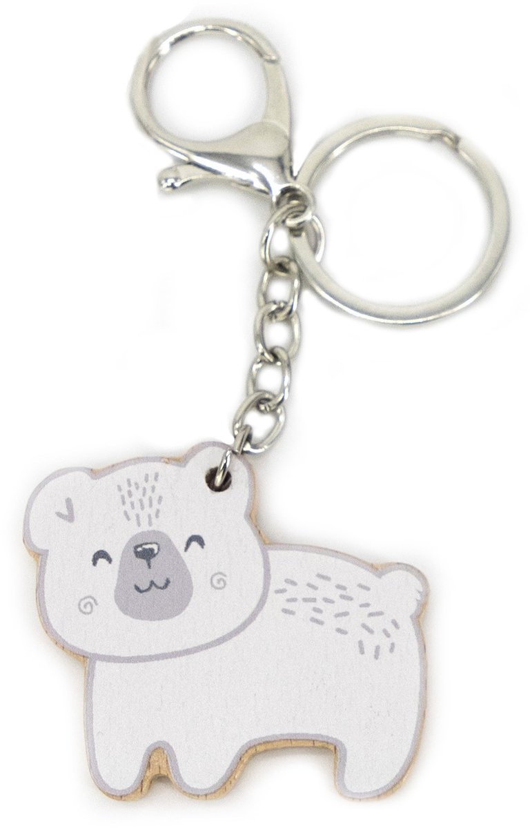 Viga Polarb houten sleutelhanger Witte teddybeer sleutelhanger - UNI