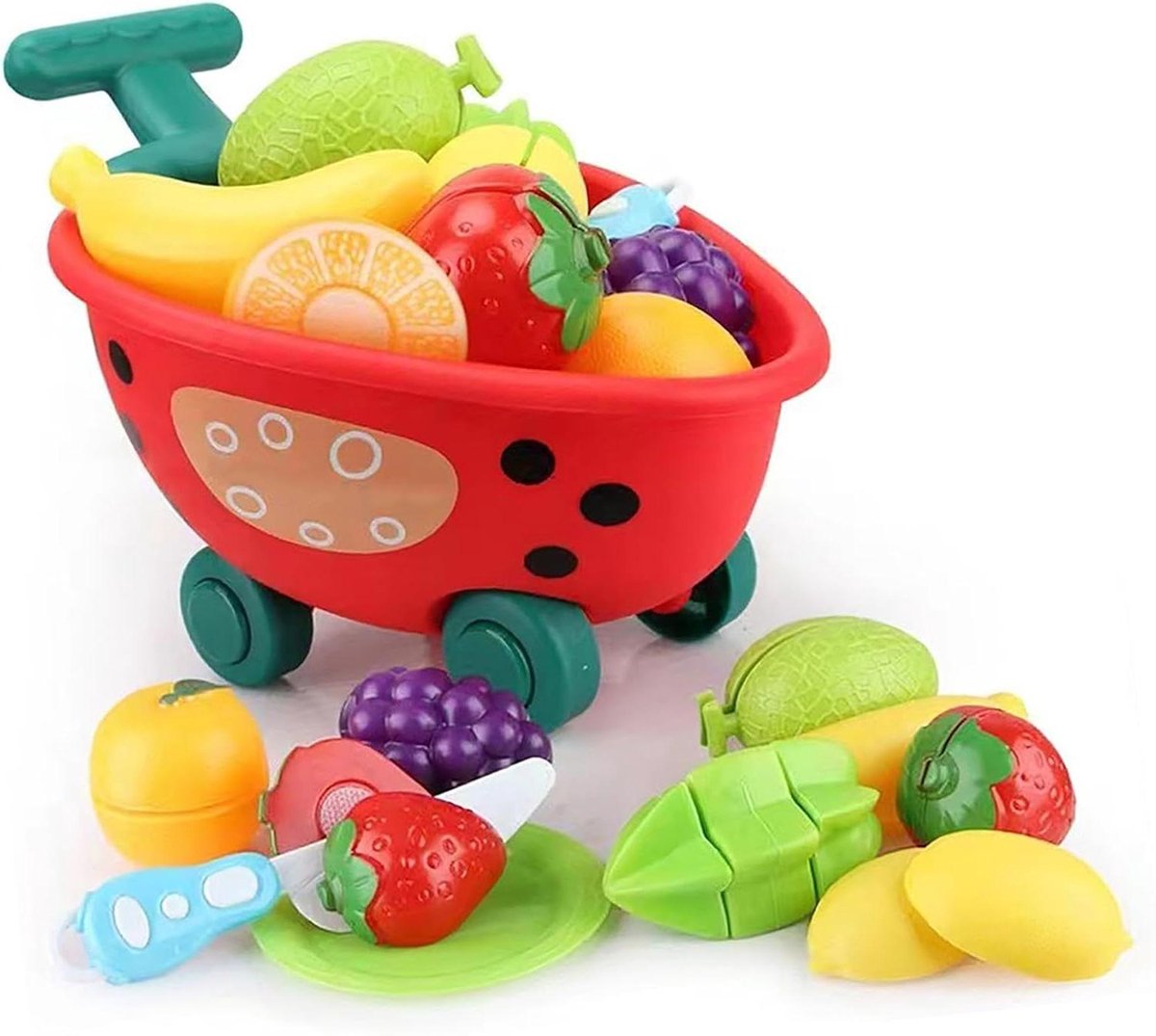 Kinder Keuken Speelgoed - Snijspeelgoed Fruit - Rollenspel Leren - Realistische Snijervaring - 24 x 17 x 15 cm - Multicolor