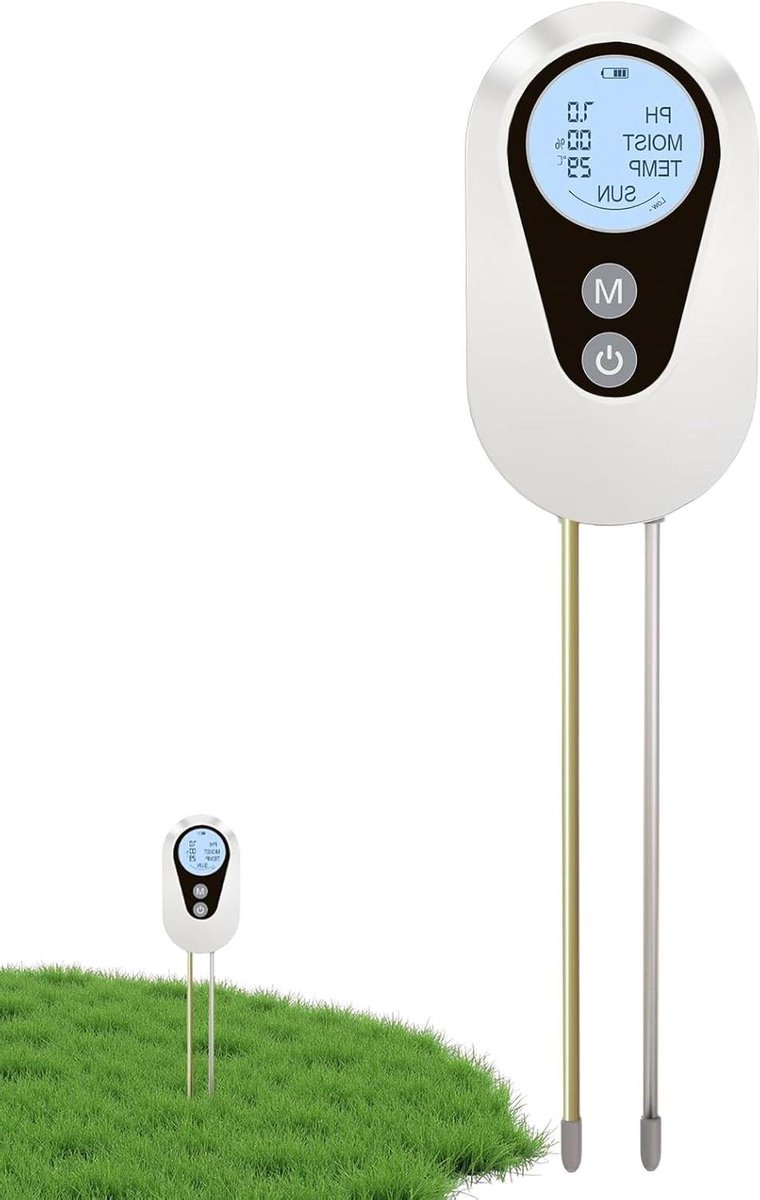 Bodemtester Gazon - Tuingereedschap Bodem - Planten Gezond Houden - 4-in-1 Analyse - 305 cm - Zwart