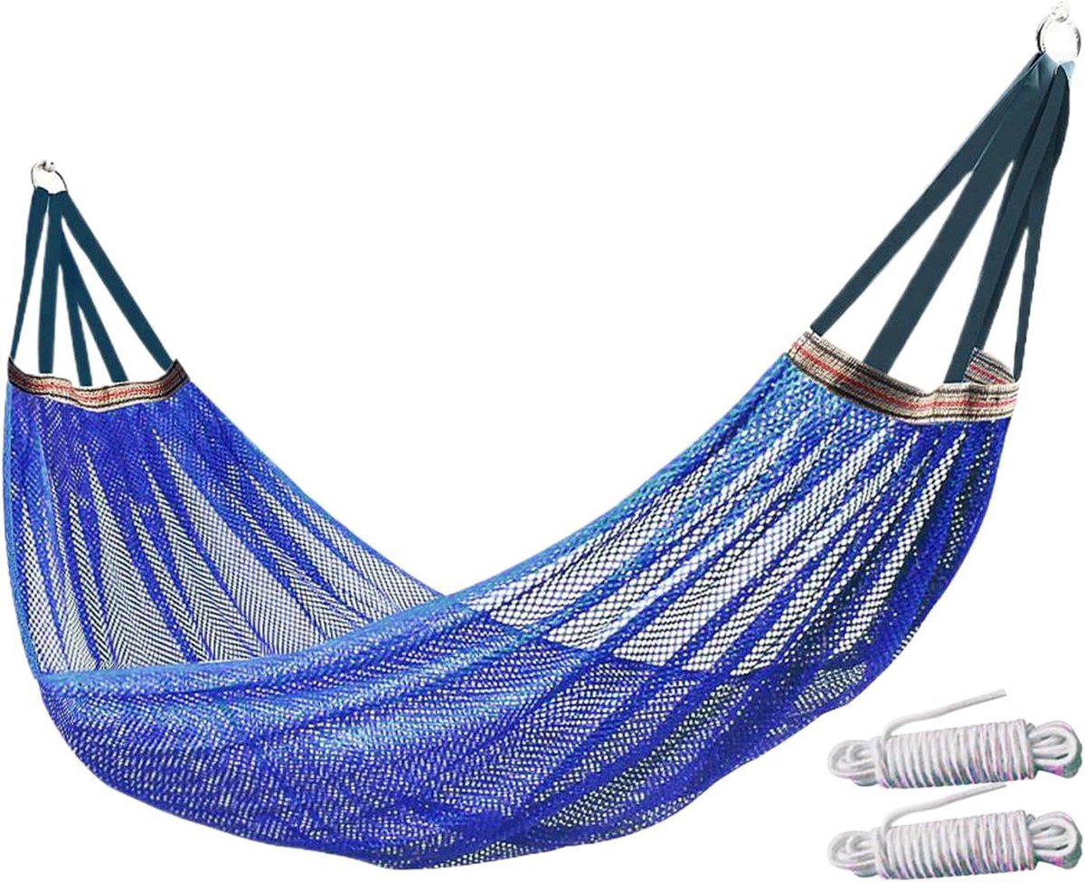 Kampeer Hangmat - Draagbare Schommel - Buiten Ontspanning - Ademend IJs Zijde - 260x130cm - Blauw