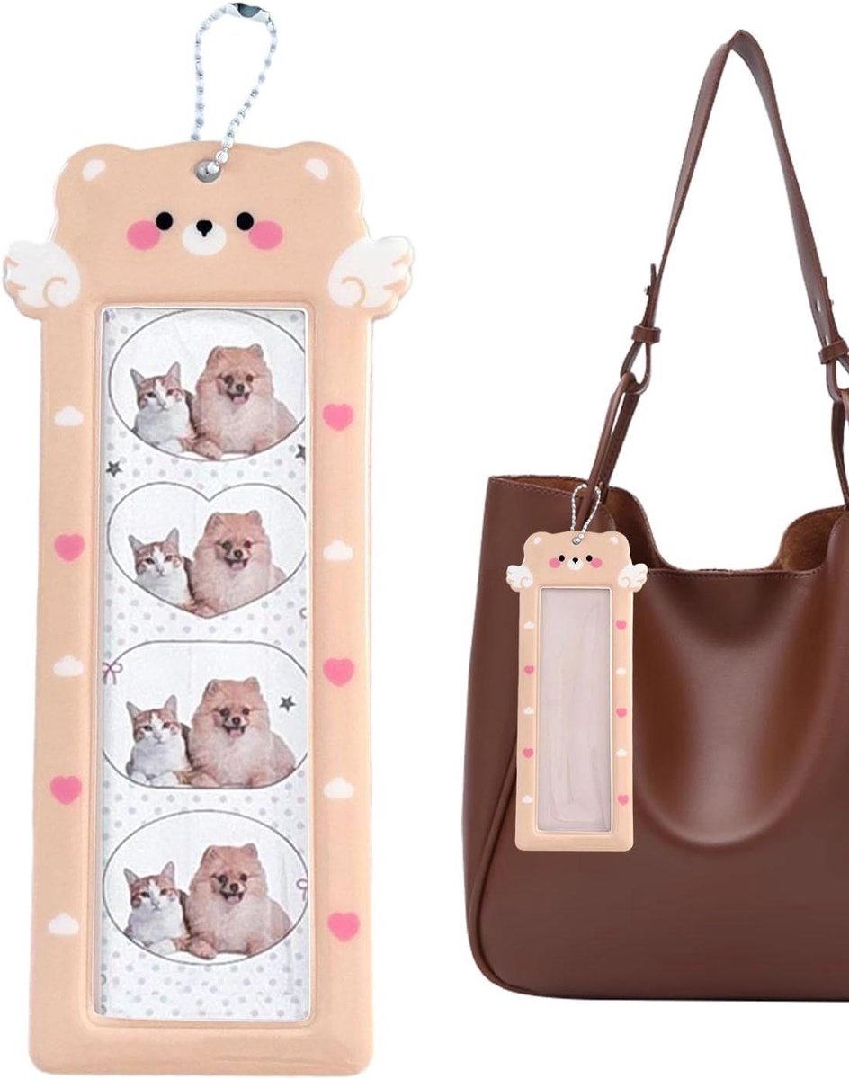 Fotokaarthouder - Album Sleeve Organizer - Kaarten Beschermen - Met Sleutelhanger - 19x6.5cm - Beer