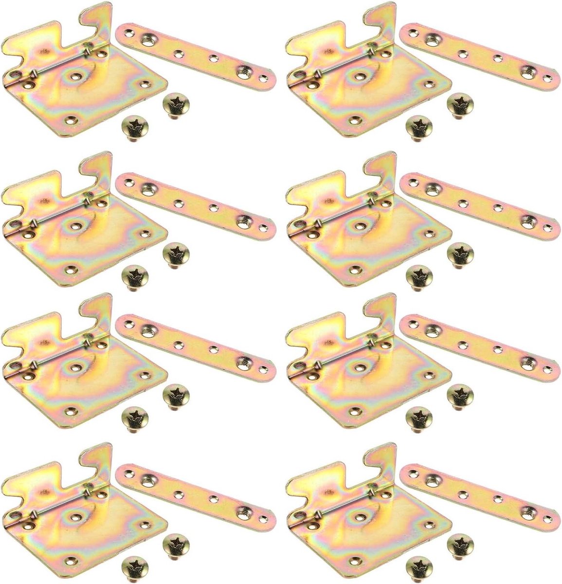Bedrail Bevestigingsbeugels - Bedframe Verbinding - Stabiele Bedmontage - Geluidsreducerend Ontwerp - 8 Sets - Multi