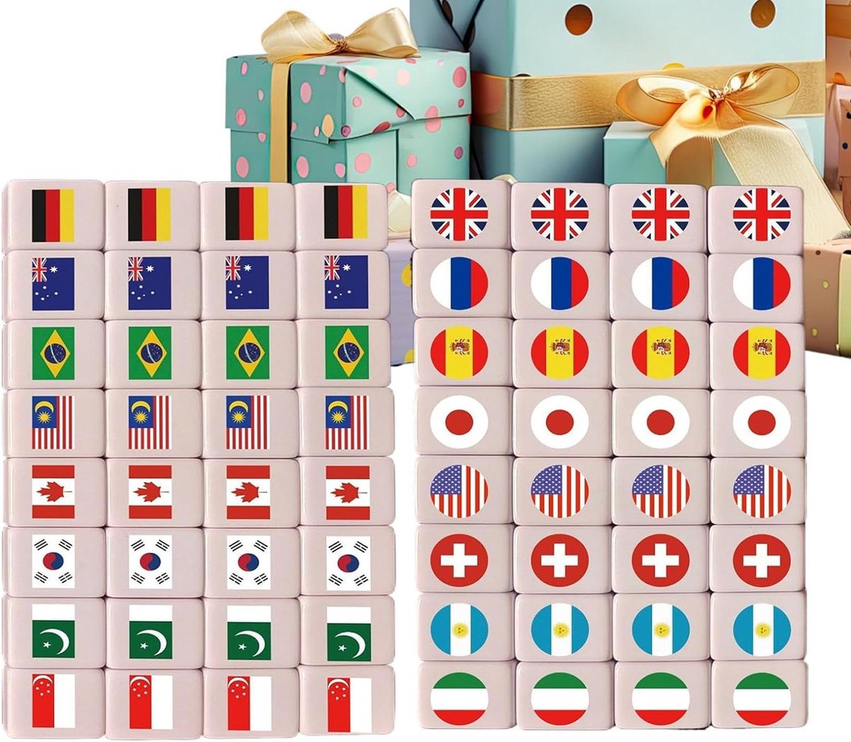 Mahjong Set - Klassiek spel Speelset - Familie Binding - Draagbaar Opvouwbaar Bord - 2.4 x 1.6 x 1.2 cm