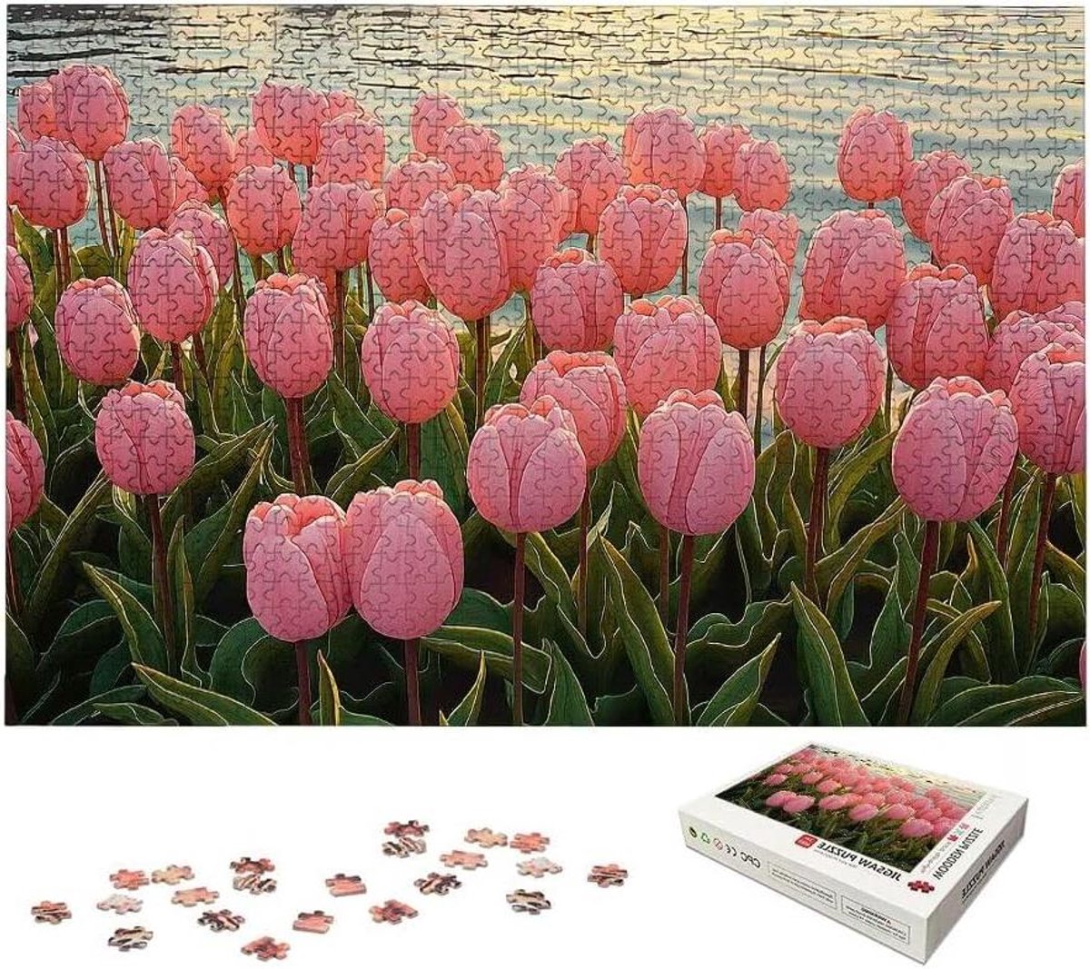 Houten Puzzel - Legpuzzel Landschap - Ontspanning Thuis - Lettermarkering Achterkant - 2000 Stukjes - Meerkleurig