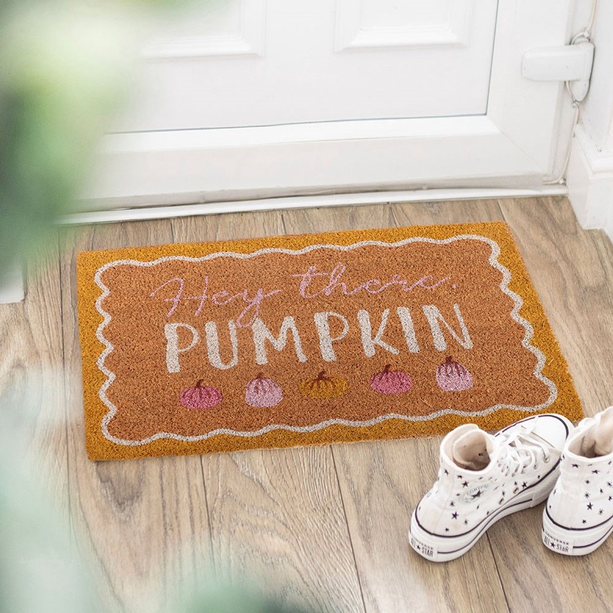 Natural Hey There Pumpkin Doormat