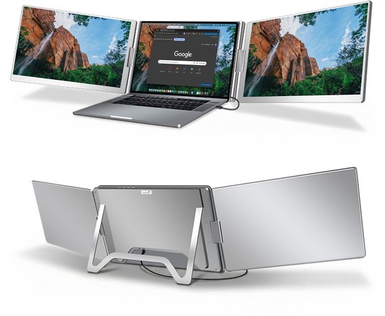 Solvify Portable Monitor 2x 16″ Full HD IPS Draagbaar Scherm Laptop Uitbreider OneCable Tri Screen