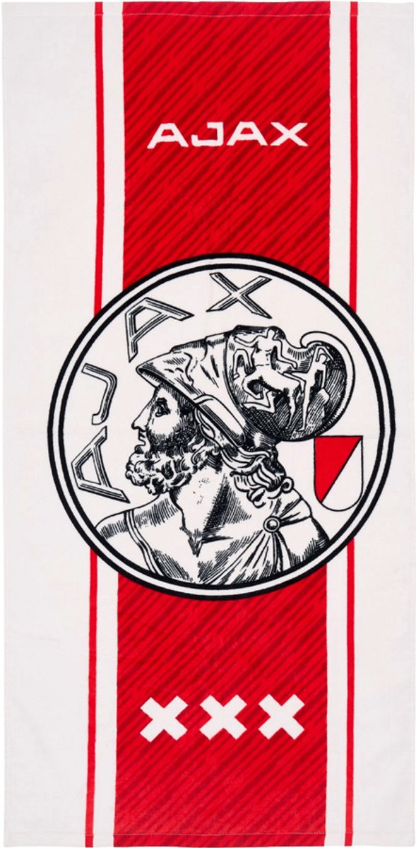 Ajax-handdoek wit rood wit 70x140 cm