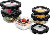 Lot de 5 boîtes de conservation en verre - Petites boîtes de préparation de repas 320 ml - Boîtes à snacks en verre avec couvercle - Boîte à lunch - Couvercle noir