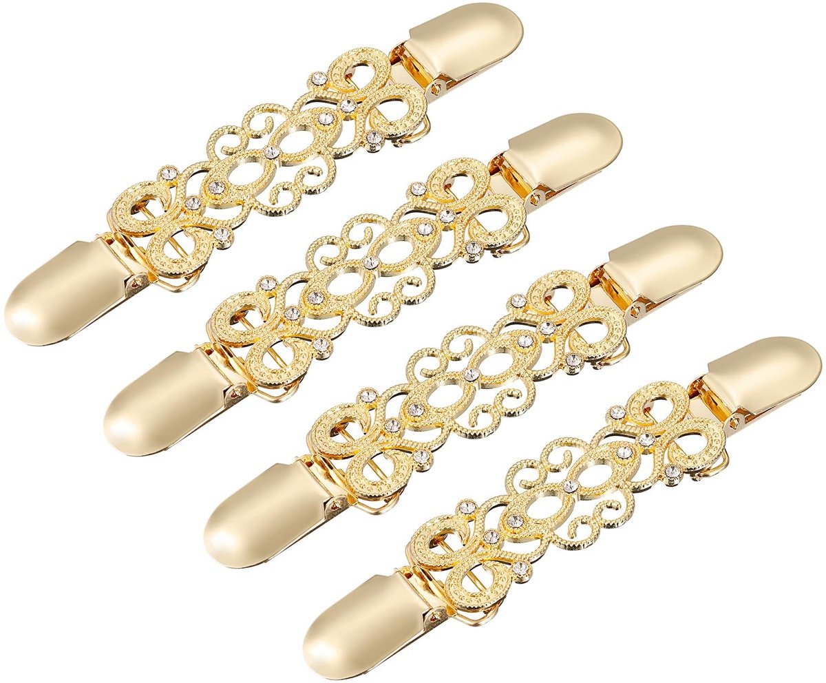 NTHProducts - Retro Sweater Clips - Vintage Kledingclips - Duurzaam en Herbruikbaar - Metaal - Cardigan Clip - Voor Vrouwen - Met Rhinestones
