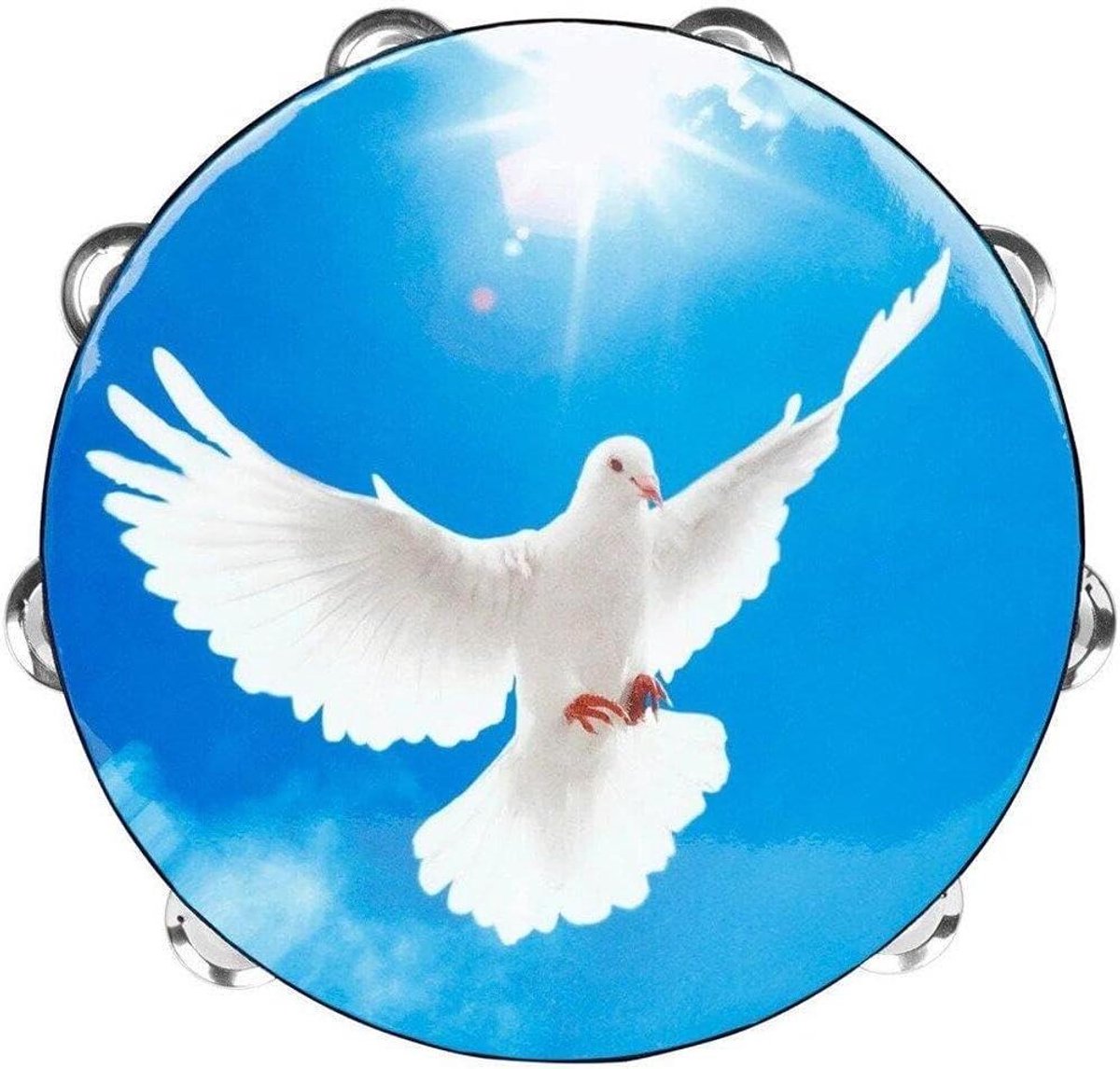 Hand Tamboerijn - Percussie Instrument - Muziek Maken - Dubbele Rij Bellen - 8 inch - Blauw