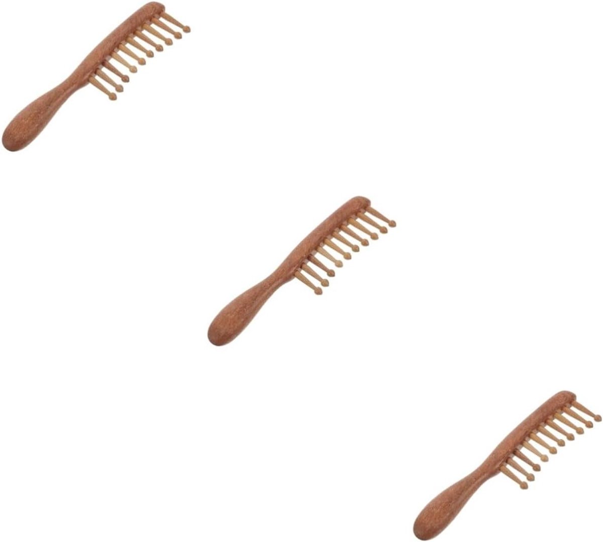 Houten Kam Set - Sandalhout Kam - Haar Ontklitten - Met Massagefunctie - 3 Stuks - Bruin