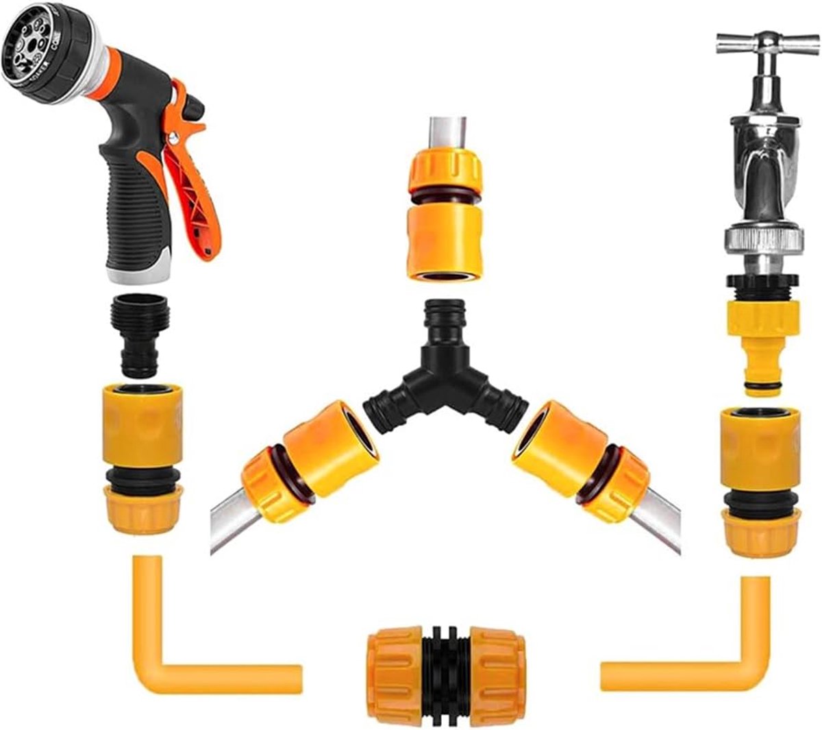 15 Pcs Tuinslang Connector - Tuin Slang Aansluiting - 1/2 Inch - Gardena Connector - Slang Fitting Set voor Tuin en Thuis Waterkraan – foto 4