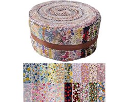 Jelly Roll Stof - Stoffen Rol Quilt - Quilten en Naaien - 20 Verschillende Bloemenprints - 40 Stuks 6.5x111cm