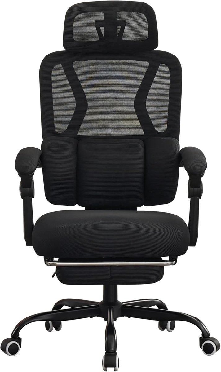Ergonomische Bureaustoel - Comfortabele Werkstoel - Thuiswerken Kantoor - Kantelbaar tot 135 graden - 64x64x112 cm - Beige