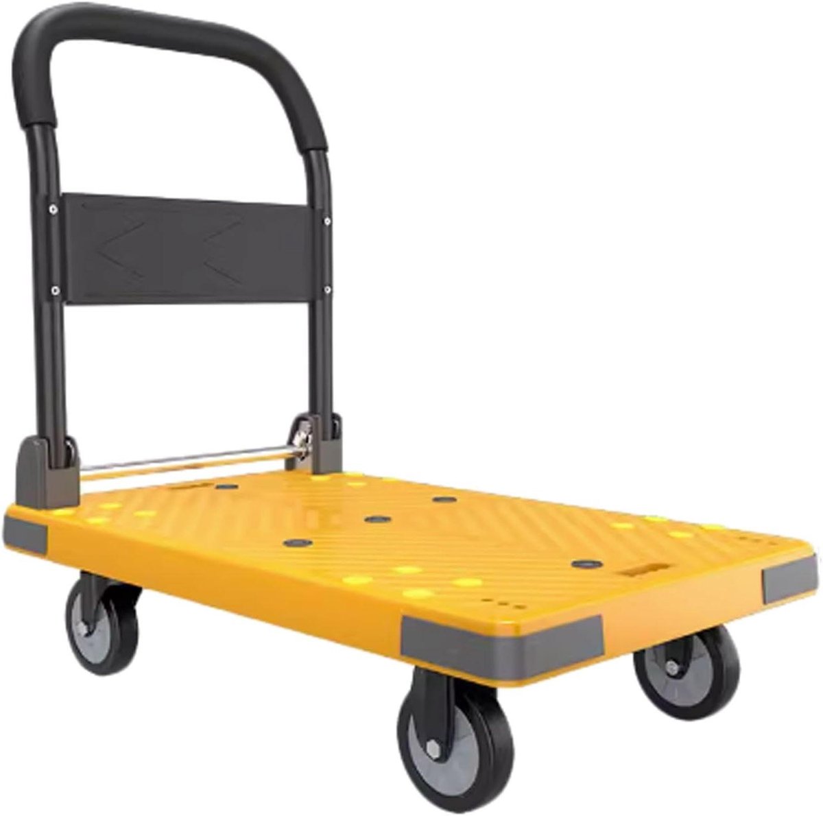 Opvouwbare Handwagen - Platte Basiswagen Steekwagen - Materiaal Transport - Zwaar Belastbaar Platform - 200 Pond Capaciteit - Geel