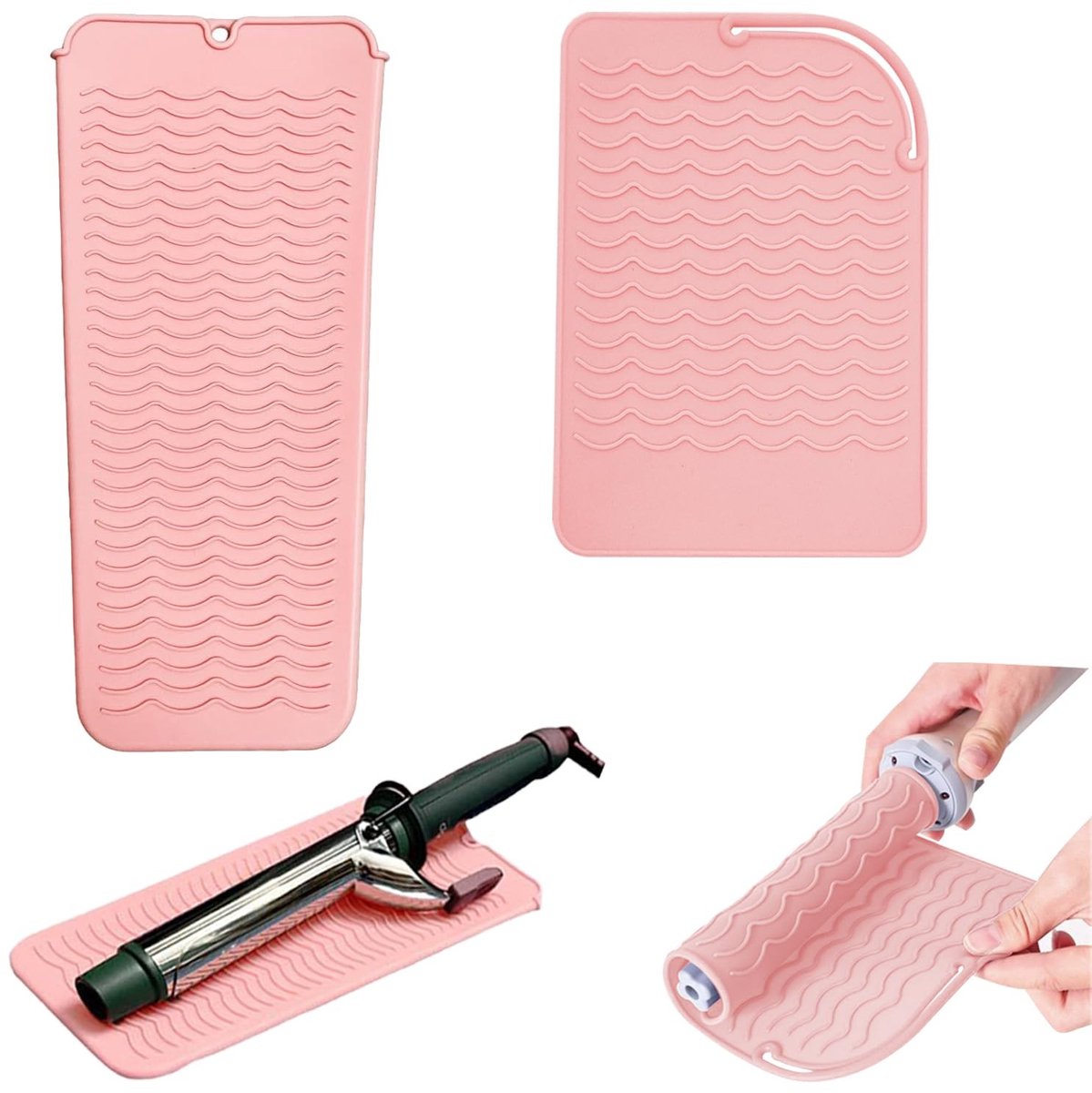Siliconen Hittebestendige Mat voor Haarstylers - Set van 2 - Roze