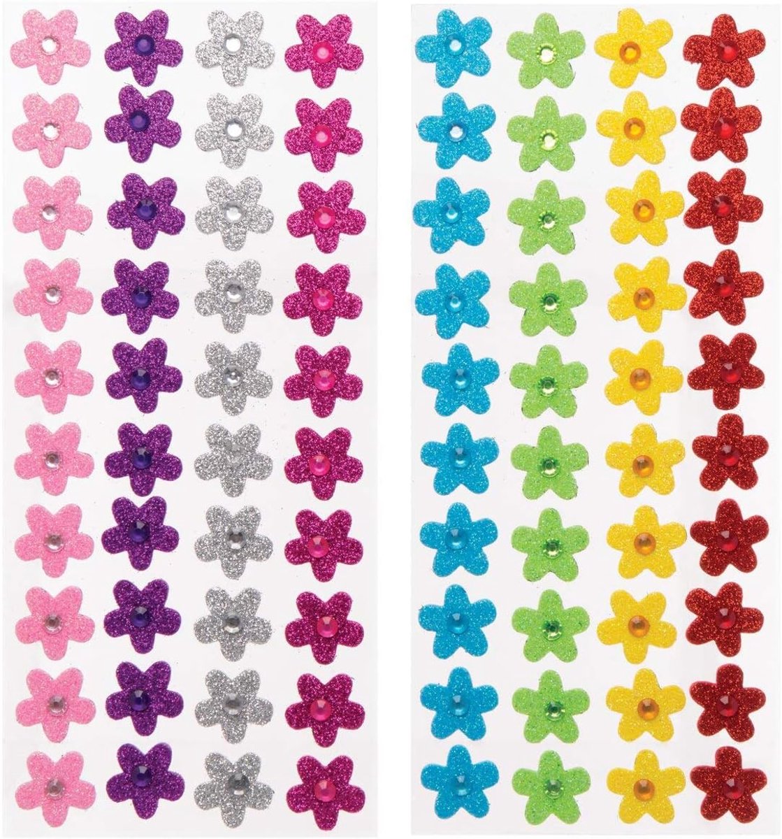 Famanu – Set van 80 bloemen edelsteenstickers voor knutselen, ideaal voor kinderen in de lente