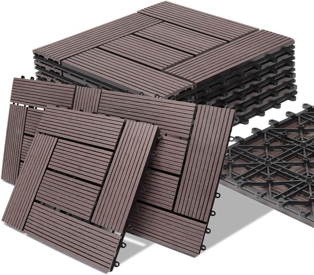 WPC Terrastegels - Buiten vloertegels - Terras Aanleggen - Waterafvoer - 30 x 30 cm - Taupe