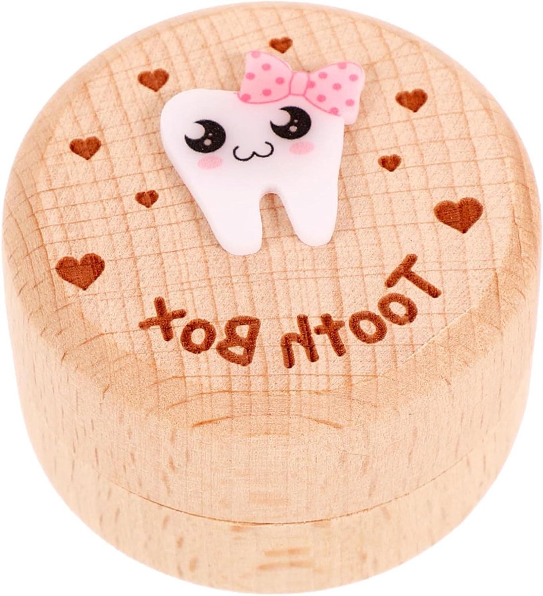 Houten Tandendoos - Tandenhouder Bewaardoosje - Aandenkens Bewaren - Speciaal Ontworpen - 5 x 5 x 3.5 cm - Multicolor