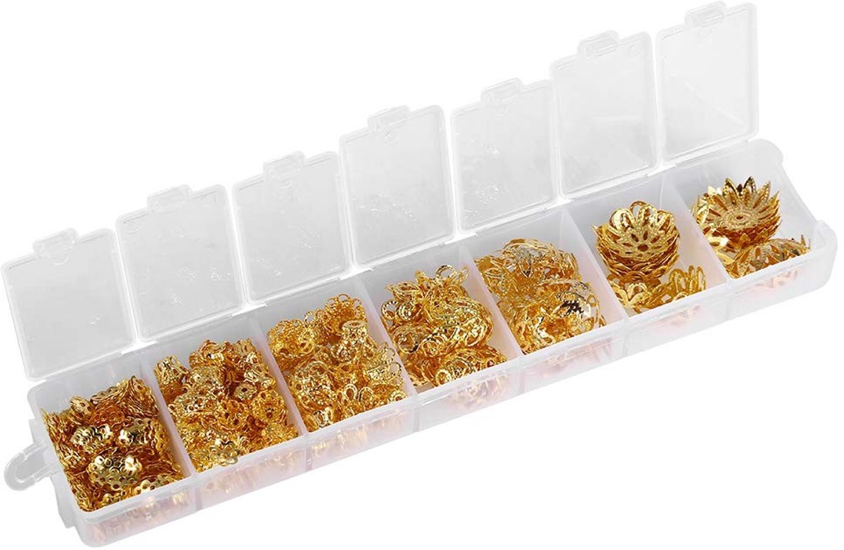 aladdien - Spacer Cap Beads - Metaal - DIY Sieraden Accessoires - Goud - 300 Stuks - Creatief - Handgemaakt - Diverse Maten