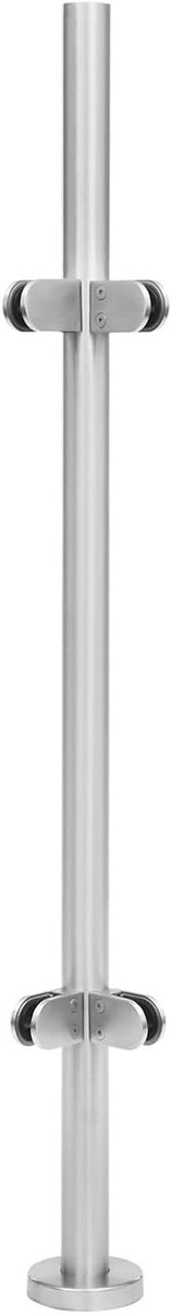 Trapleuning Hoekpaal - Glazen Klem Balustrade - Balkon Beveiligen - Geborsteld 316 Staal - 110 cm Hoog - Zilver