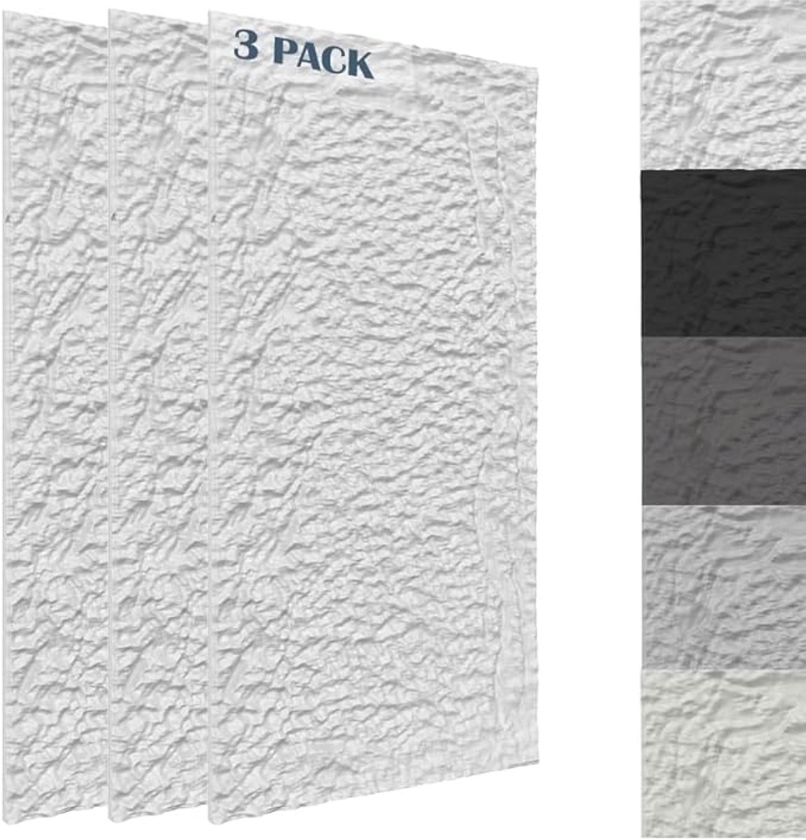 Aufun 3D wandpanelen steenlook, paddenstoelsteen wandbekleding voor binnen, lichte wandpanelen met steenimitatie, geschikt voor woonkamer, keuken, badkamer en slaapkamer, 3 stuks donker ruimtezwart