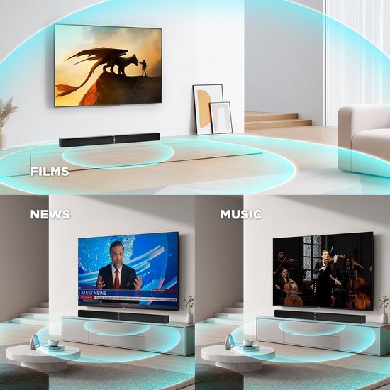 Soundbar met Bluetooth - TV Luidspreker - Thuisbioscoop Geluid - Afneembaar 2-in-1 Ontwerp - 78.74 cm - Zwart van Merkloos — afbeelding 2