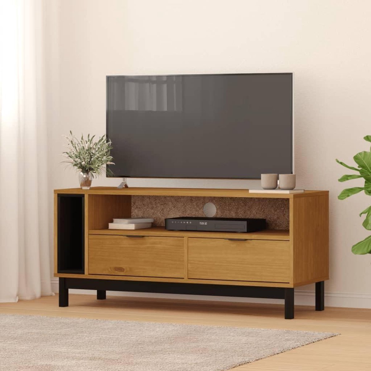 Tv-kast - Dressoir commode - Woonkamer organiseren - Massief grenenhout - 110x40x50 cm - Bruin
