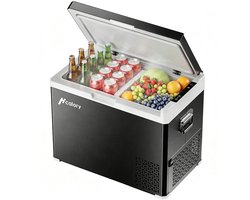 Hcalory 40L Compressor Koelbox - Elektrische Koelbox & Vriezer 12V/24V & 230V - Dubbele Zone met Uitneembare Scheidingswand - Touchscreen - Draagbare Koelkast voor Auto, Camping & Camper
