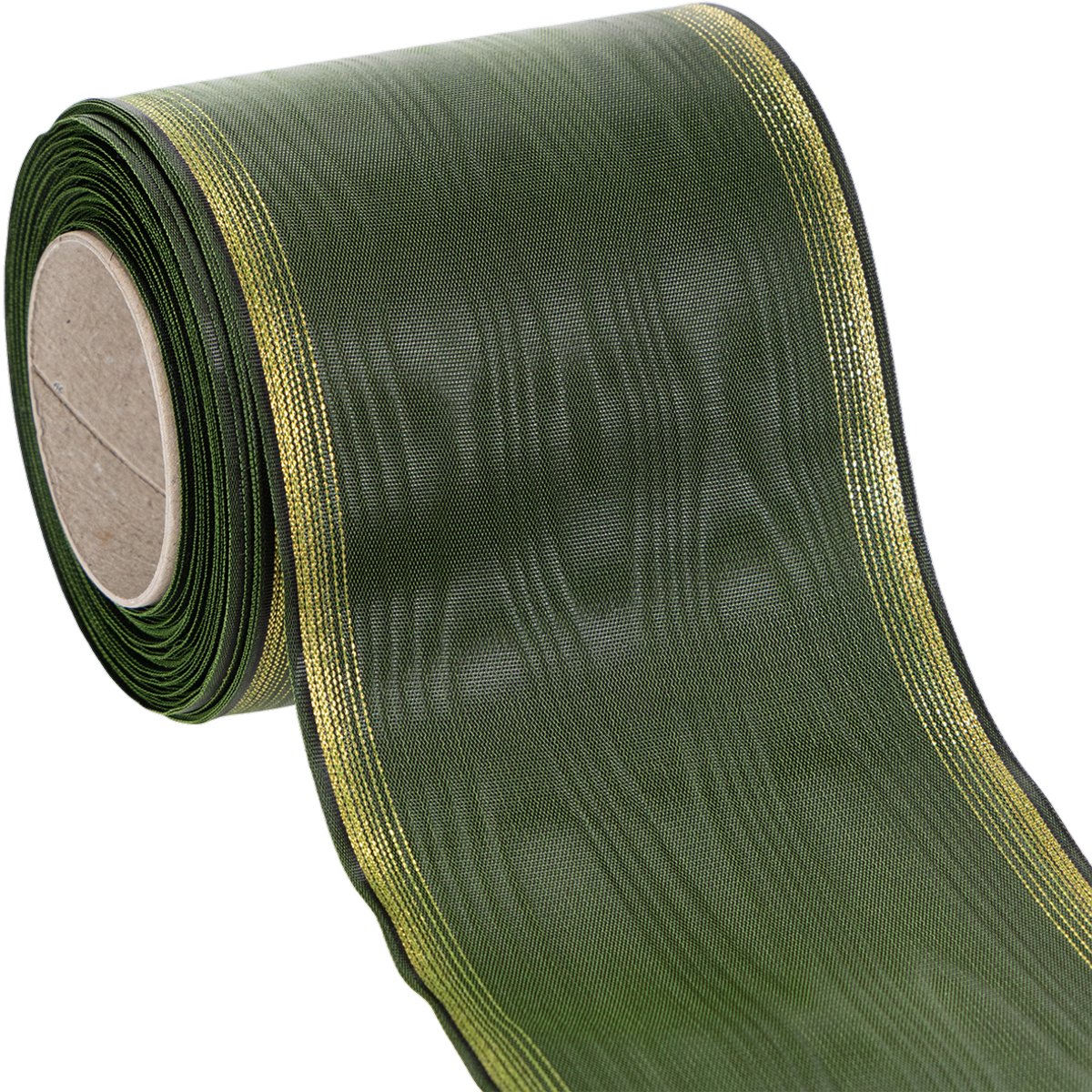 Kranslint moiré donkergroen 100 mm decoratief lint taftlint
