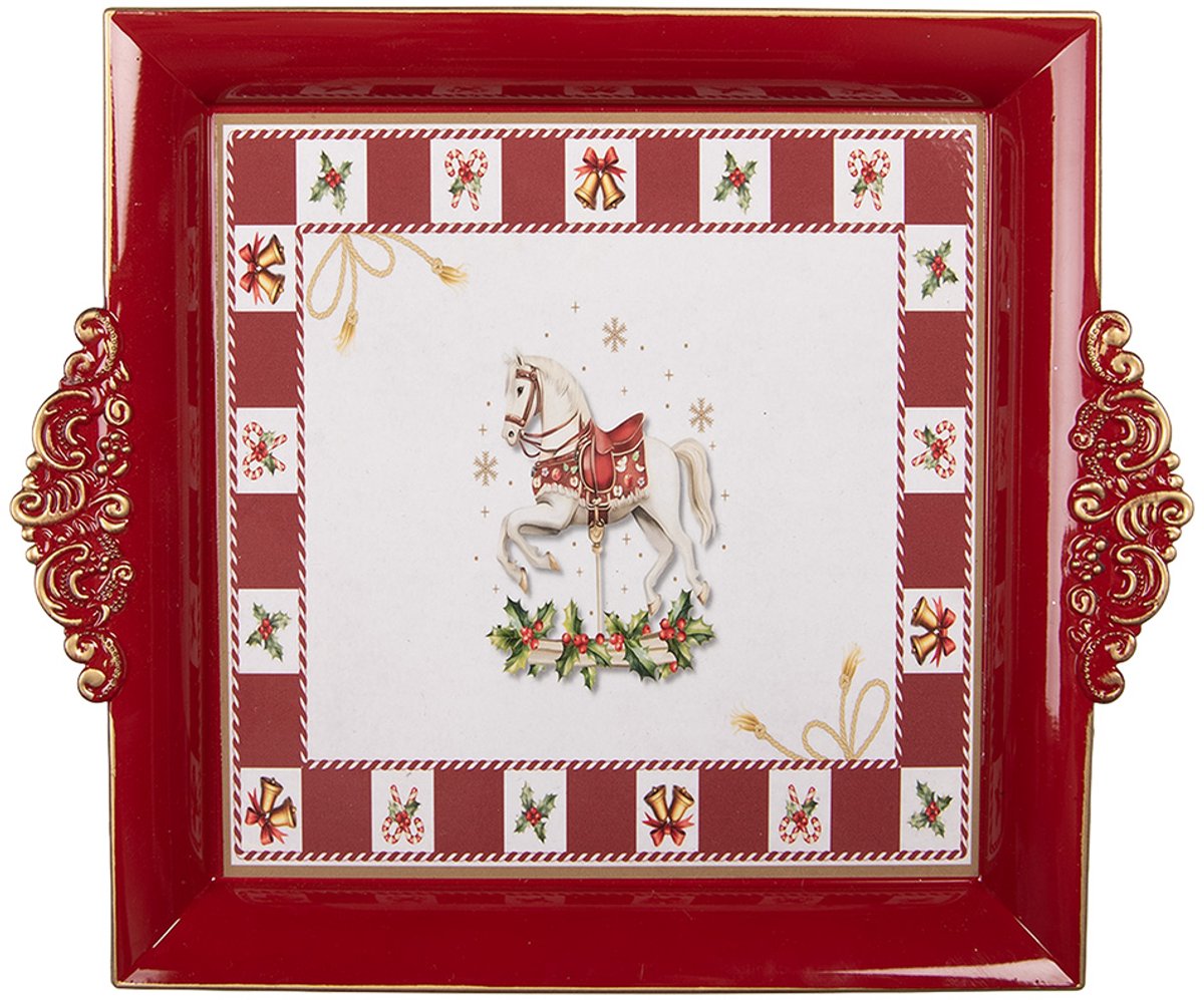 Clayre & Eef Dienblad 30x26x3 cm Rood Kunststof