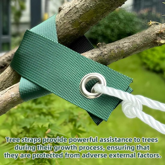 Dailygoods- Boomsteunriemen 12 Stuks - Zware Groene Nylon - Verstelbare Weerbestendige Banden - Doorvoergaten - Flexibel en Duurzaam - Ondersteuning voor Bomen - Plantenbanden van Dailygoods — afbeelding 5
