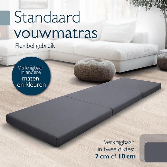 Opvouwbare Matras - Vouwmatras Gastenbed - Ruimtebesparend Slapen - Wasbare Hoes - 90x200 cm - Antraciet — afbeelding 3